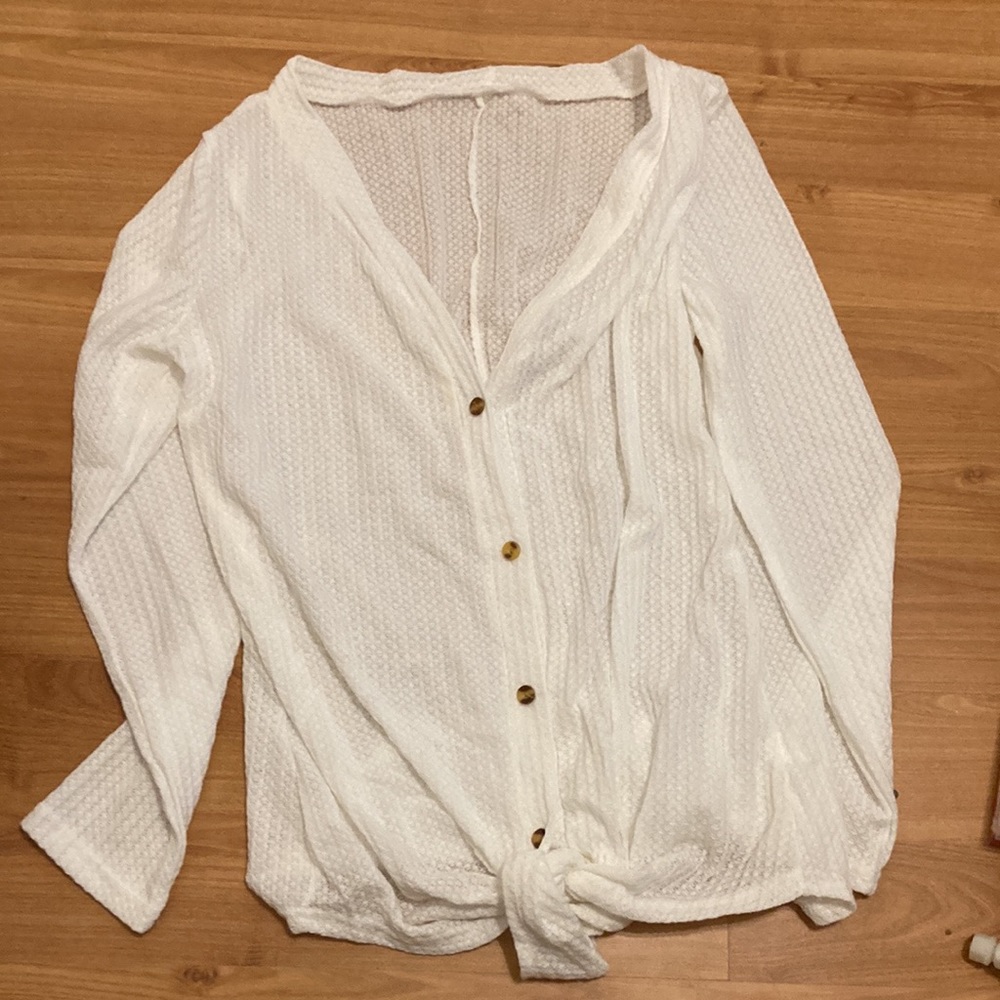 Oversized tie front top